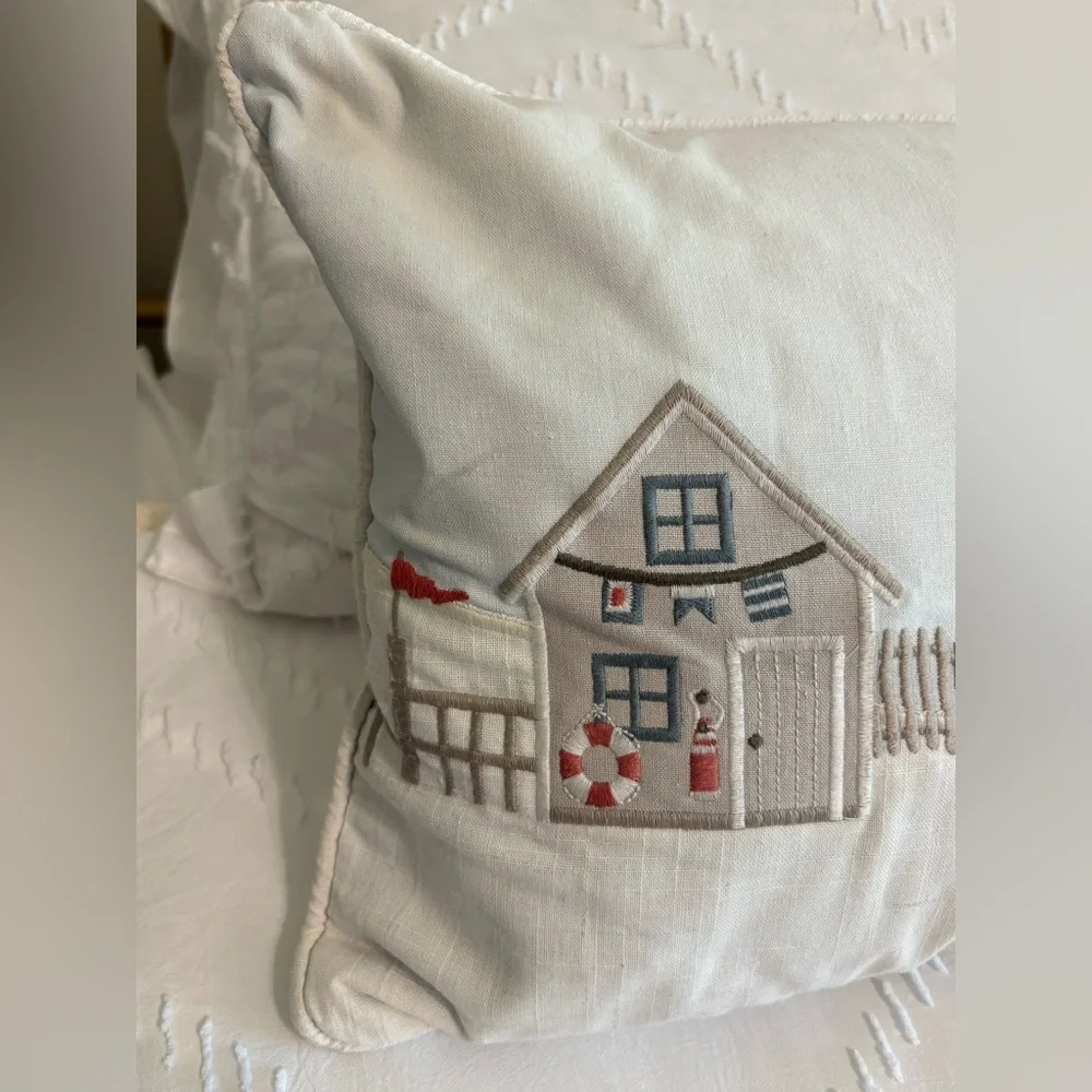 Lumbar Pillow Cover Case ONLY 13x23 Beach Houses Lighthouse Linen Cotton